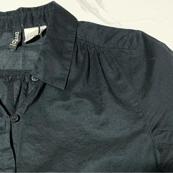 EUC H&M Women’s Lightweight Black Button Down Full Length Cotton Longsleeves Top - Picture 7 of 15